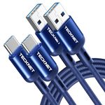 TeckNet USB C Cable USB C Fast Charging Cable, 2 Pack 2M 3.3A USB C Charger Cable, Nylon Braided Type C Cable for iPhone Samsung Galaxy S22 S21 S20 Google Pixel Xiaomi Sony Xperia and more (Dark Blue)