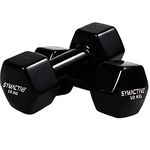 Amazon Brand - Symactive Vinyl Coated Dumbbell For Gym Exercises, Set Of 2, 10 Kg, Black