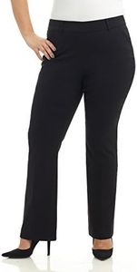 Rekucci Curvy Woman Ease in to Comfort Fit Barely Bootcut Plus Size Pant (20W,Black)