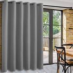 DWCN Blackout Curtian Room Divider for Living Room, Energy Saving Total Privacy Partition Curtain for Patio Sliding Door Shared Office, 1 Grommet Top Panel, 8.3ft Wide x 7ft Tall, Grey