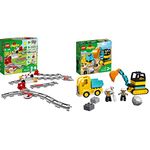 LEGO DUPLO Town Train Tracks Expansion Set 10882 | LEGO DUPLO Town Truck & Tracked Excavator 10931 (2-4 Years)