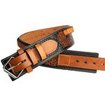 Hulara Full Grain Buff Leather Gun Belt 22 Cartridge Belt Western Cartridge Belt Costume Bullet Belt for Men