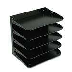 MMF Industries Steel Horizontal Desk or Wall Mount Organizer, Five Tier, Black (26425L004)