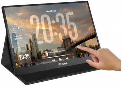 Riitek 15.6 Inch Portable Touchscreen Monitor 1920 X 1080 Ips Screen Usbc External Travel Monitor With Dual Speakers Mini-Hdmi Usb Type-C For Laptop Pc Phone, Protect Case, Black
