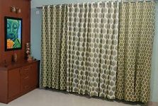 Trance Home Linen Curtains for 9 Feet Long Door | 100% Cotton Printed | Premium Screens for Home Office | Parada | Light-Weight Voile Parde Eyelet (Dori & Damask Forest Green - Set of 4)