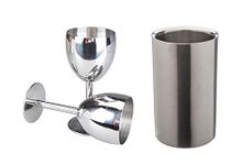 Dynore Stainless Steel 2 Goblet/Wine Glass with Wine Cooler