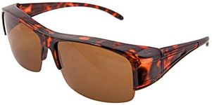 Opticaid Over glasses Fit over Sunglasses Polarised Anti Glare UV400 wrap around Slim Profile Tortoise Brown lens Mens Womens Category 3 Remaldi