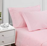 Poppy & Fritz - Full Sheet Set, Cotton Percale Bedding Set, Crisp & Cool, Stylish Home Decor (Oxford Stripe Pink, Full)