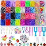 JcoGel 2500+ Rubber Bands,Loom Band Kit, DIY Rubber Bands Set for Bracelet, 15 Charms, 80 + Beads, 3 Crochet Hooks, 96 S Clips, Gift for Boys Girls