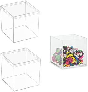 KissYou Acrylic Box With Lid 2 Packs Clear Square Cube Jewelry Storage Box Small Plastic Containers Weddings, Party Gift, Treats, Candies Easter Container Halloween Gift Wrap Boxes