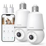 Codnida Light Bulb Security Camera Indoor/Outdoor Wireless,2K Security Camera CCTV Camera Compatible with E27 Bulb Socket,Smart Siren Alarm,SD/Cloud Storage,2pcs