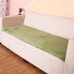 Amazon Brand - Umi 1 Seater Quilted Velvet Sofa Cover for Living Room | Washable | Furniture Protector for Pets & Kids | Olive Couch Slipcover for Home Décor (27x 24 Inches)