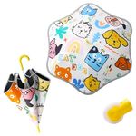 Koochie-Koo Wishkey Stick Umbrella for Girls with Reflective Border, Safe Covered Tips, Cute Pet Animal Print, Kids Umbrella for Kids Aged 3-10