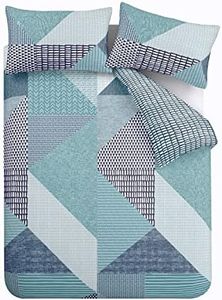 Catherine Lansfield Larsson Geo - Set copripiumino per letto king size, colore: ottanio, 3 pezzi