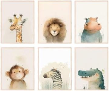 BigWig Prints Safari Animals Nursery Decor - Nursery Wall Decor, Baby Animal Pictures for Nursery, Nursery Decor for Boys, Animal Wall Art for Baby Nursery, Jungle Nursery Art, Unframed 6 Pack (8x10)