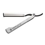 DOVO Silver Shavette Satin Finish Straight Razor with Red Holder and FREE 100 DERBY Professional Single Edge Blades