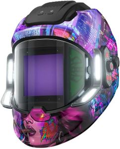 ANDELI Welding Helmet with 4 LED Light, Panoramic Large Viewing Screen 3.94"X3.74" True Color Auto Darkening Welding Helmet, 4 Arc Sensor 4/5-9/9-13 Type-C Charging MONERCP-LED-PRO