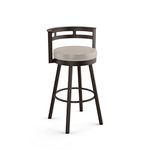 Amisco Render 26" Counter Height Barstool, Swivel Stool with Backrest and Metal Base for Kitchen Island or Bar - Cream Faux Leather/Dark Brown Metal/Counter Height