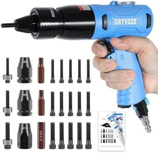 GRYVOZE Pneumatic Rivet Nut Gun Kit with M6 M8 M10 Mandrels, Industrial Grade Air Rivnut Tool Set with Self-Locking Head Gun, Air Riveter Nut Gun for Threaded Nutsert Insert Installation