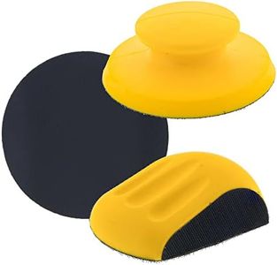 Dura-Gold Pro Series 5" Round & Mouse-Shaped Hand Sanding Block Pads for Hook & Loop and PSA 5" DA Sanding Discs - 2-Way Adapter Pad to Use PSA Sandpaper - Automotive Sand Polish Woodworking Furniture