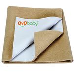 OYO BABY Kids & Adults Bed Protector Waterproof Sheet| Quick Dry and Extra Absorbent Washable Mattress Sheet | Anti-Piling Fleece with Soft Cotton Mattress Bed Pad | X-Large Size, 200cm X 140cm, Beige