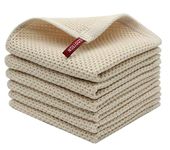 Mia'sDream Natural Cotton Tidy Dish Cloths Rags Waffle Weave Kitchen Towels, Soft and Absorbent Hand Towel Washcloths, 12inchx12inch 6 Pack (Beige)