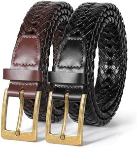 BELTROAD 2 Pack Mens Braided Leather Belt Woven Leather Belts Golf Birthday Gifts for Men Hand Braided Belt Christmas Gift