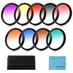 55mm Graduated Colour Filters Kit,Fotover 9 Pieces Gradual Colour Lens Filter Kit Set Accessory for Canon Nikon Sony Pentax Olympus Fuji DSLR Camera + Lens Filter Pouch +Lens Cleaning Cloth