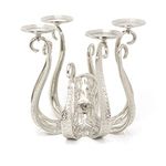 Unique Extra Large Octopus Candle Holder | Silver Metal Octopus Candelabra | Octopus Candlestick 4 Pillar Candle Holder