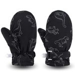 Peecabe Baby Boys Girls Winter Gloves Warm Fleece Toddler Mittens for Kids Unisex Waterproof Snowboard 1-5 Years (Black, 2-3 Years)