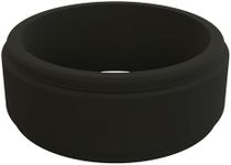 QALO Men's Silicone Ring, Black (Size 10) - Step Edge Q2X - Mens Wedding Bands - Breathable & Durable Silicone Rings for Men - Thick Rubber Engagement Rings for Him - 9mm x 2mm