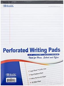 BAZIC Products Perforated Writing Pad, 50 Sheets 8.5"x11.75", White Lined Ruled Memo Writing Pads Easy Tear Note Paper for Office School Student, 48-Pack