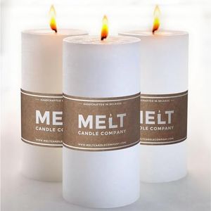 Melt Candle Pillar Candles, 3 Pack - Unscented Candles for Home, Church, Weddings, & More - 3" x 6", White