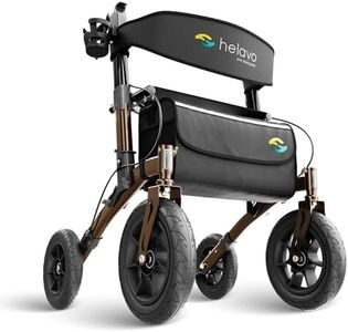 Helavo déambulateur pour l'extérieur avec pneus à gomme increvables - Rollator pliable en aluminium pour l'extérieur avec siège - Mobilité et confort maximum à l'extérieur