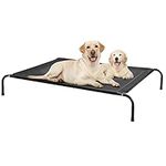 Eterish Elevated Dog Bed for Small, Medium, Large Dogs and Pets, Raised Dog Bed with Durable Frame and Mesh, Dog Cot Bed with Rubber Feet for Indoor and Outdoor Use, Black