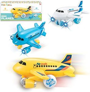 KIDSTHRILL Kids Airplane Toy for Boys & Girls. Set of Three Toy Airplanes with Flashing Lights, Music & Airplane Sound, Push and Go Toy Plane Gift Toys for Toddler Boys 2 3 4 5 6 7 Years Old & up