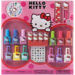 Hello Kitty - Townley Girl Non-Toxic, Water-Based, Peel-Off Nail Polish Set with Glittery & Opaque Colors and Nail Accessories for Girls Kids Ages 3+, Perfect for Parties & Makeovers