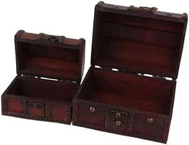 MagiDeal Vintage Large and Small Wooden Jewelry Box 2pcs