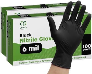 Comfy Package Black Nitrile HEAVY DUTY 6 Mil. Chemical Resistance, Latex & Powder Free, Textured Fingertips Disposable Gloves