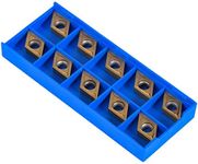 10pcs Diamond Shape Carbide Insert Cutters for Regular Stainless Steel Machine Lathe Milling Tool External Threading with Case DCMT11T304-HM YBC251