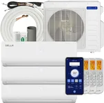 Della 27K BTU ODU Tri 3 Zone 9K 9K 9K BTU Works with Alexa, 19 SEER2 208-230V Cools Up to 1200 Sq.Ft, Wifi Energy Efficient Multi Zone Mini Split Air Conditioner Pre-Charged Heat Pump Full Set