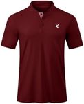 JMIERR Polo Shirts for Men Summer Quick Dry Casual Henley Shirts Short Sleeve Button Up Fishing Work Golf Tshirt, L, Red