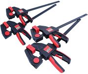 Bessy RES01 Clamp Set, General Purpose Trigger Clamps with Composite Handle, 2 x 6 in. (100 lb) and 2 x 12 in. (300 lb),Red/Black