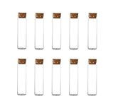 XINGZI 10Pcs 60ml Clear Flat Test Tubes with Cork Stoppers Empty Refillable Reagent Bottle Vial Jars Leakproof for Cosmetic Tea Herbs Pill Essential Oil Powder Grow Plants