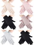 6 Pairs Women Summer UV Protection Gloves Touchscreen Driving Gloves Non-Slip Sun Protective Gloves (Purple, Black, Beige, Gray, Light Pink)