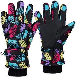 CityComfort Girls Skiing Gloves Fleece Lined Touch Screen Gloves Thermal Waterproof Windproof Snowboarding (Multicolour, 11-15 Years)
