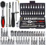 LATERN 46Pcs Socket Wrench Kit, 34Pcs 1/4'' Drive Socket Wrench Bits & Driver - with Flexible Extension Rods, Quick Release Reversible Ratchet, Wrench Handle - for Home Car Repair