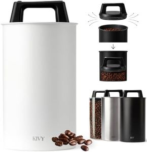 KIVY Vacuum Coffee Canister - Push Lid Preserves Coffee Aroma & Oil - Stainless Steel Airtight Coffee Canister - Container for Ground & Coffee Bean Storage - Storage Jar - Removes Excess Air
