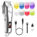 FYA Dog Clippers for Grooming, Low Noise, Rechargeable Cordless Pet Hair Clippers for Thick Heavy Coats, Dog Trimmer Grooming Kit, Pet Shaver for Small and Large Dogs Cats (Silver)