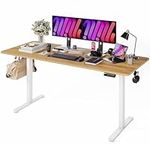 Monomi Electric Standing Desk, 55 x 24 inches Height Adjustable Desk, Ergonomic Home Office Sit Stand Up Desk with Memory Preset Controller (Natural Top/White Frame)